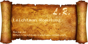 Leichtman Romulusz névjegykártya